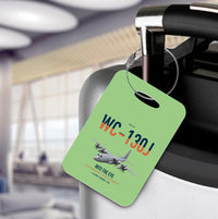 Thumbnail for WC-130J Hurricane Hunter design on light green acrylic luggage tags, double-side print