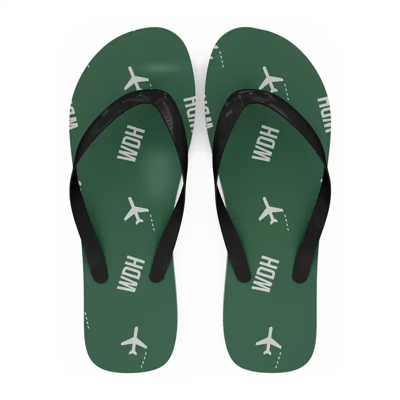 Hosea Kutako International Airport (WDH) Slippers & Flip Flops - Slippers - Flip Flops - Pattern - Green