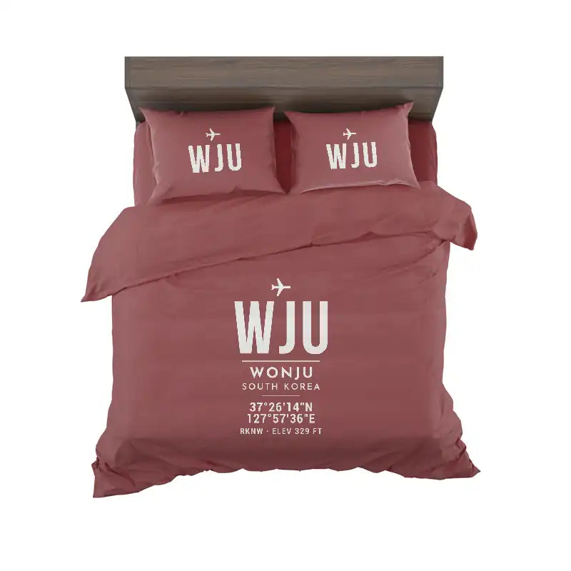 Wonju Airport (WJU) Bedding Sets & Blankets - Bedding Set - ID Tag - Dark Red