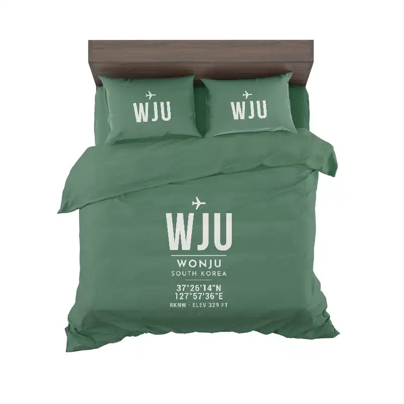 Wonju Airport (WJU) Bedding Sets & Blankets - Bedding Set - ID Tag - Green