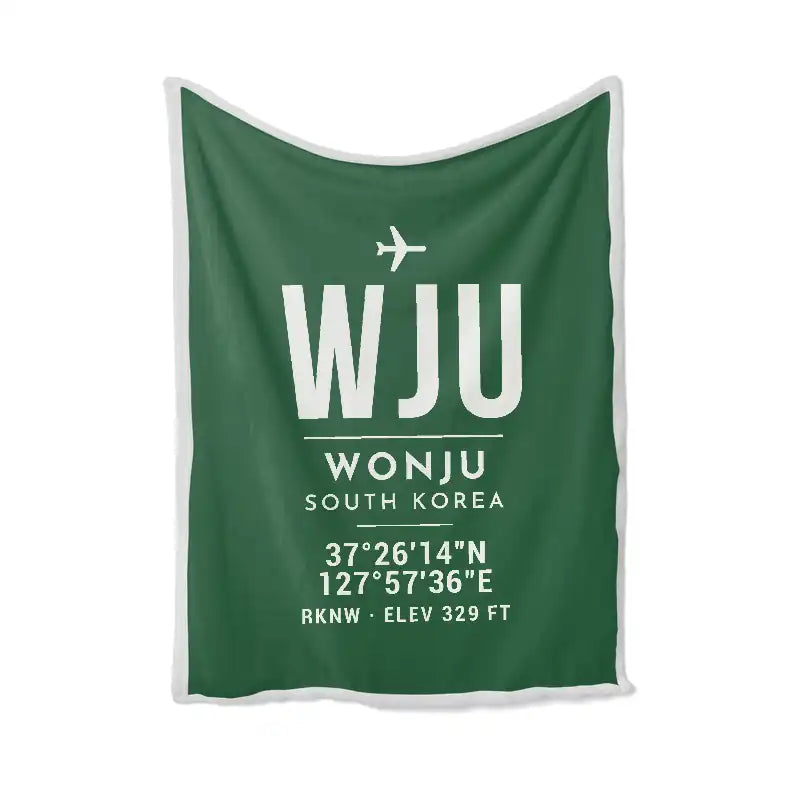 Wonju Airport (WJU) Bedding Sets & Blankets - Blanket - ID Tag - Green