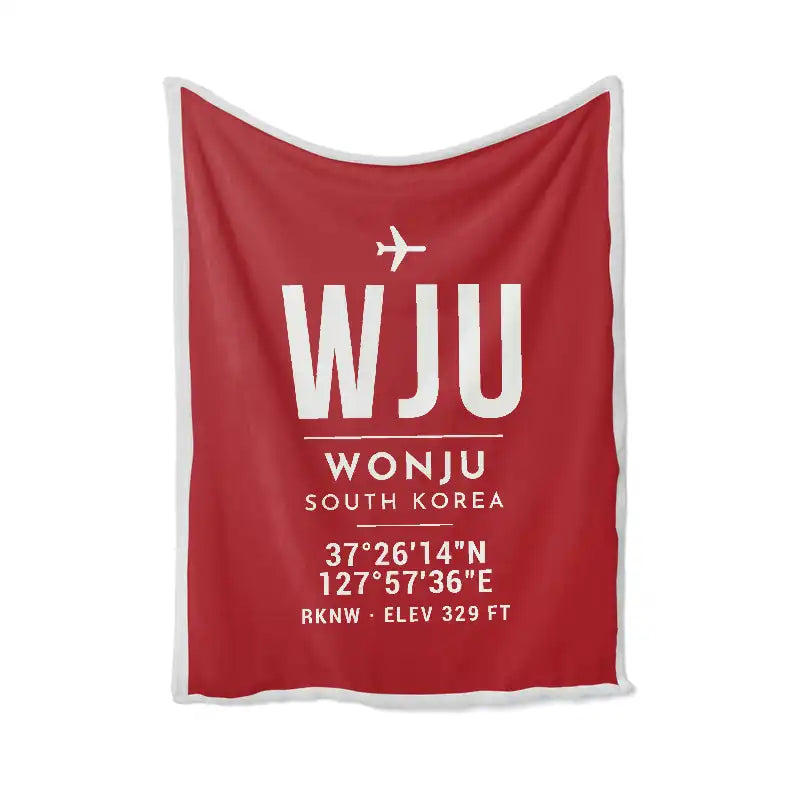 Wonju Airport (WJU) Bedding Sets & Blankets - Blanket - ID Tag - Red
