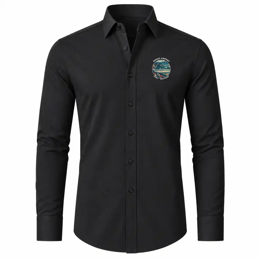 Wonju Airport (WJU) Shirts - Long Sleeve Shirt - Badge - Black