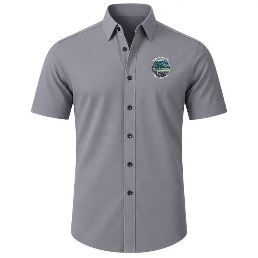 Wonju Airport (WJU) Shirts - Short Sleeve Shirt - Badge - Gray