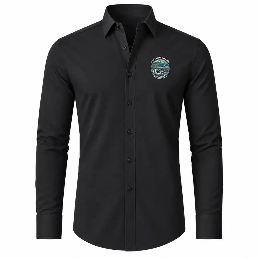 Wakkanai Airport (WKJ) Shirts - Long Sleeve Shirt - Badge - Black