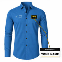 Thumbnail for Wakkanai Airport (WKJ) Shirts - Long Sleeve Shirt - Front - Blue + NAME