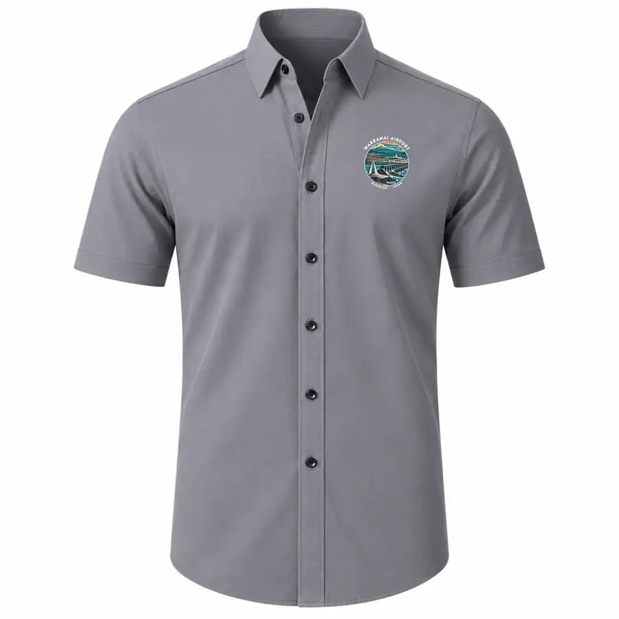 Wakkanai Airport (WKJ) Shirts - Short Sleeve Shirt - Badge - Gray