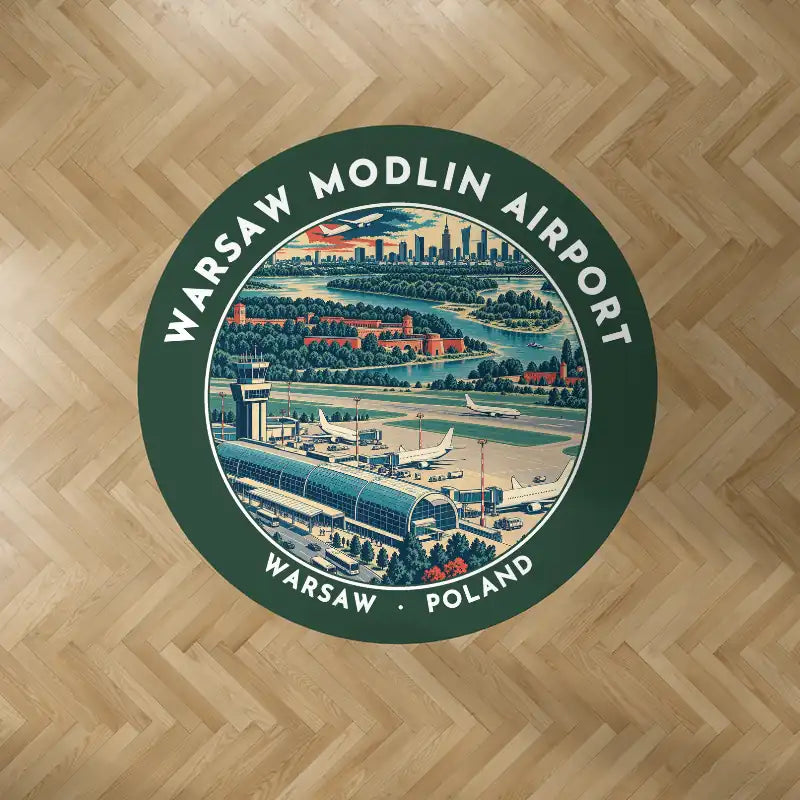 Warsaw Modlin Airport (WMI) Carpets - Carpet Round - Badge - Dark Green