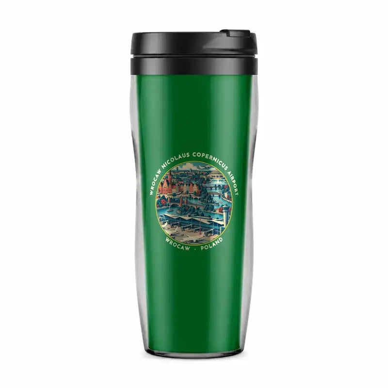 Wrocaw Nicolaus Copernicus Airport (WRO) Travel Mugs - Badge - Plastic (No Holder) - Green