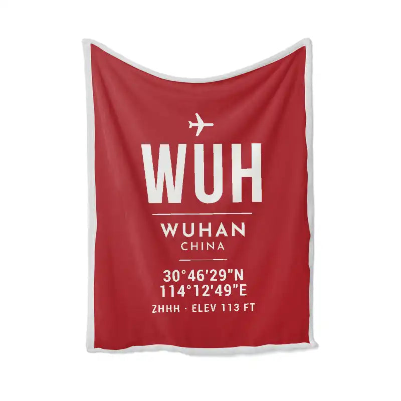 Wuhan Tianhe International Airport (WUH) Bedding Sets & Blankets - Blanket - ID Tag - Red