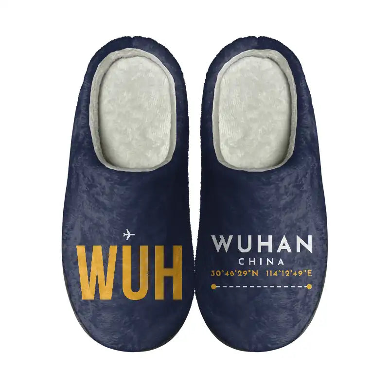 Wuhan Tianhe International Airport (WUH) Slippers & Flip Flops - Slippers - Cotton - Code - Different - Navy Blue