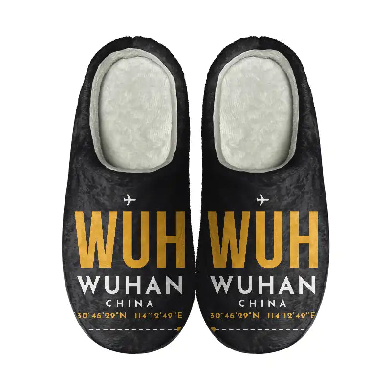 Wuhan Tianhe International Airport (WUH) Slippers & Flip Flops - Slippers - Cotton - Code - Same - Black