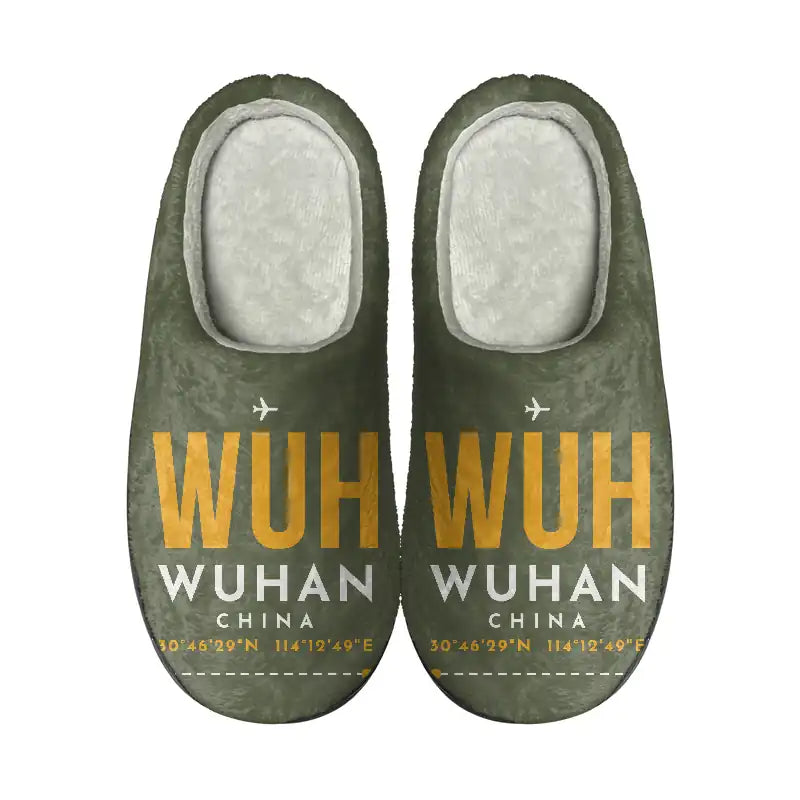 Wuhan Tianhe International Airport (WUH) Slippers & Flip Flops - Slippers - Cotton - Code - Same - Green Army