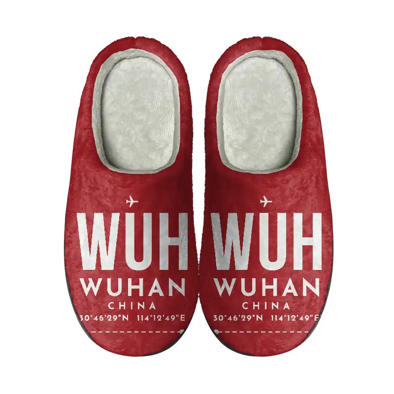 Wuhan Tianhe International Airport (WUH) Slippers & Flip Flops - Slippers - Cotton - Code - Same - Red