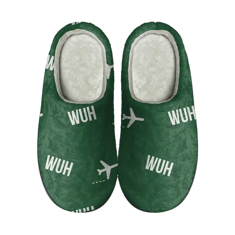 Wuhan Tianhe International Airport (WUH) Slippers & Flip Flops - Slippers - Cotton - Pattern - Green