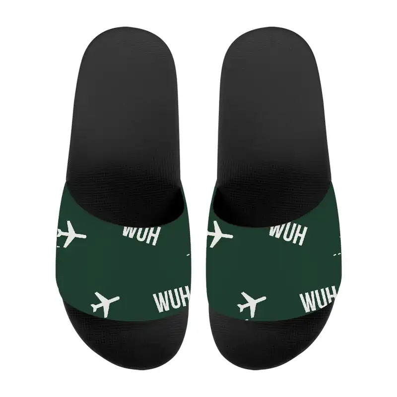 Wuhan Tianhe International Airport (WUH) Slippers & Flip Flops - Slippers - Sport - Pattern - Dark Green