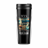 Thumbnail for West Yellowstone Airport (WYS) Travel Mugs - Poster + Name - Plastic (No Holder) - Black