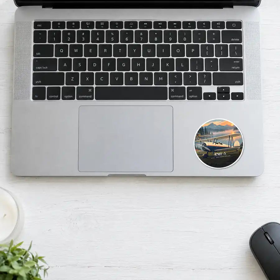 Waco YMF-5 - 3D - Circle Sticker - Laptop