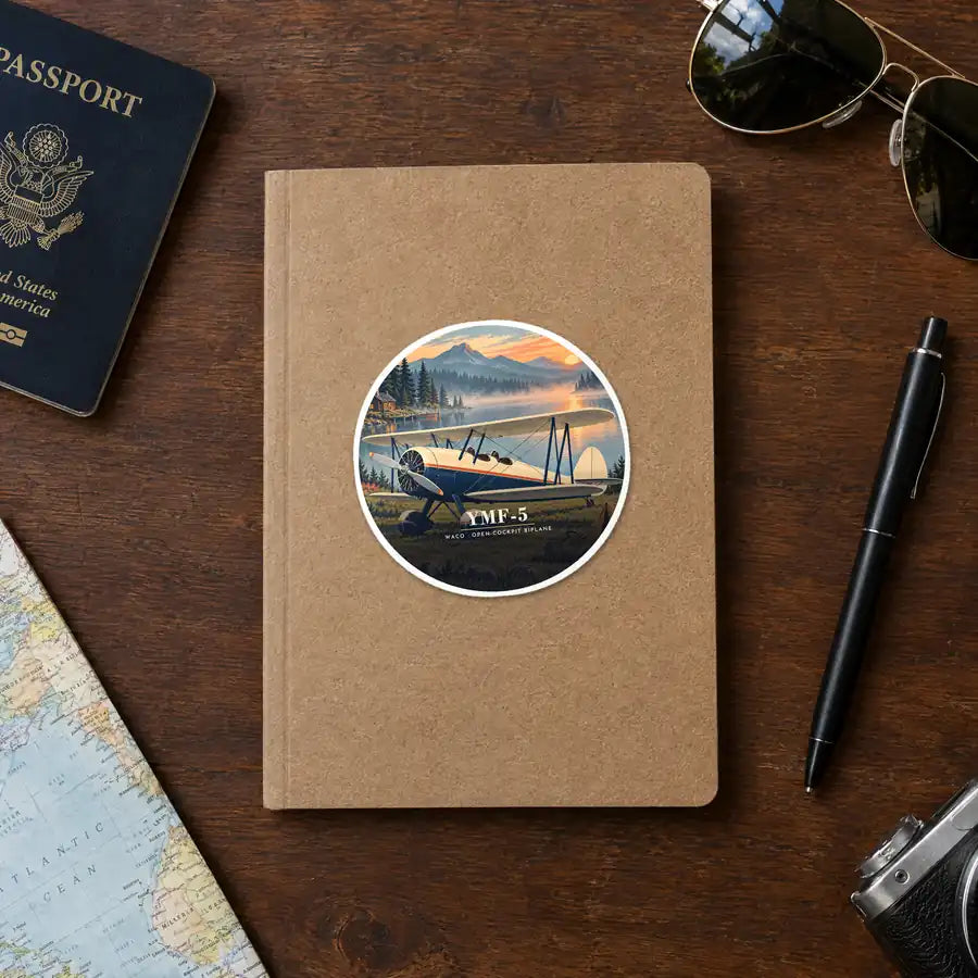 Waco YMF-5 - 3D - Circle Sticker - Notebook