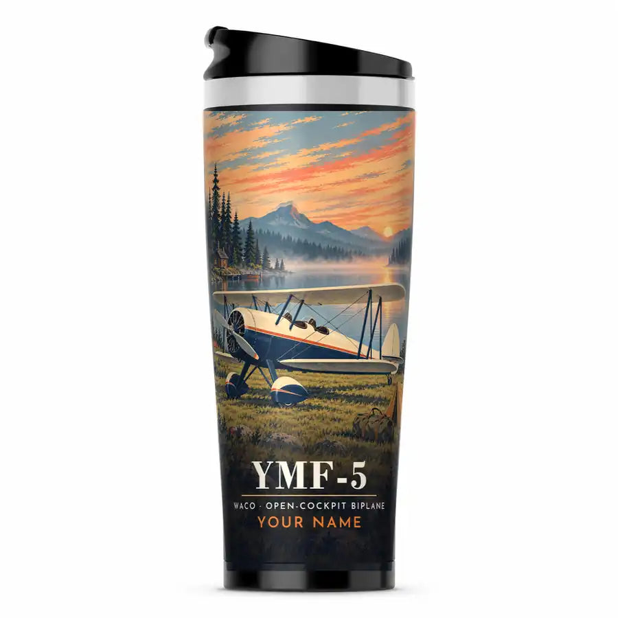 Waco YMF-5 - 3D + Name - Stainless Steel (No Holder) - Full Print