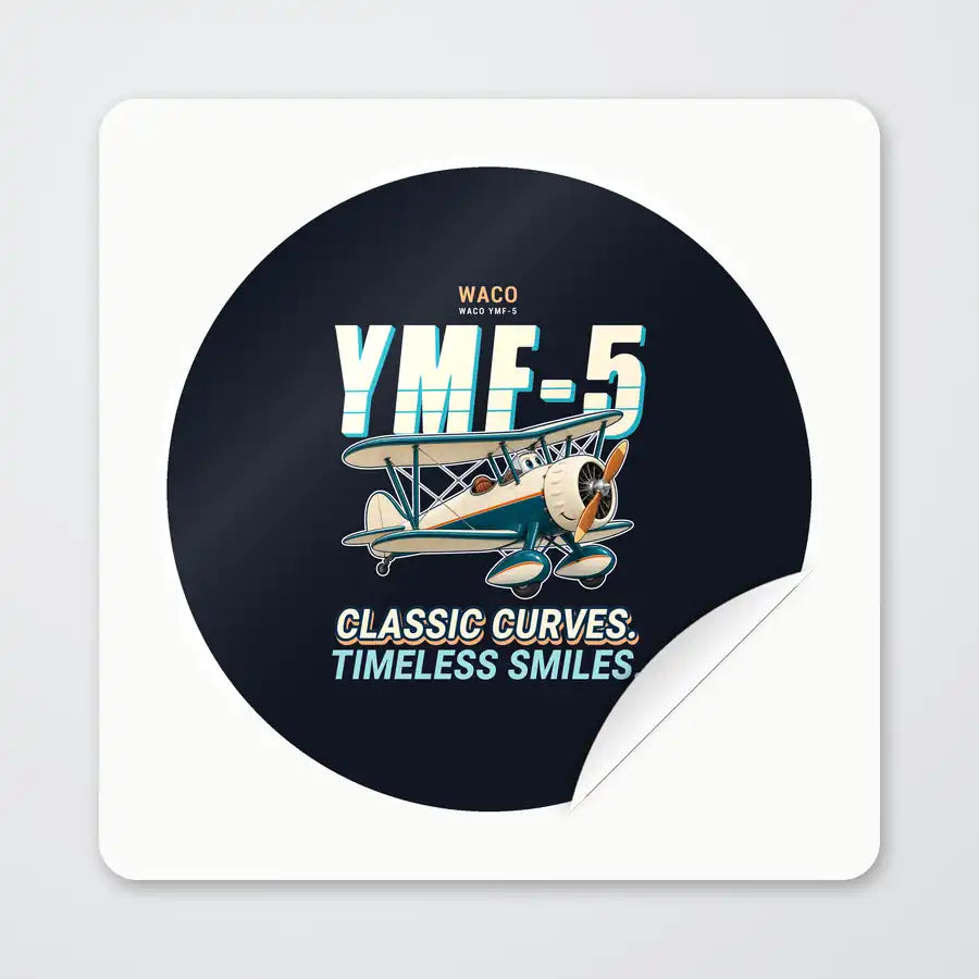 Waco YMF-5 - Cartoon - Circle Sticker - Peel