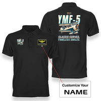 Thumbnail for Waco YMF-5 - Cartoon - Double-Side Polo - Black + Name