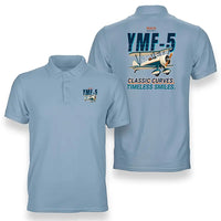 Thumbnail for Waco YMF-5 - Cartoon - Double-Side Polo - Light Blue
