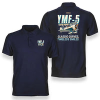 Thumbnail for Waco YMF-5 - Cartoon - Double-Side Polo - Navy Blue