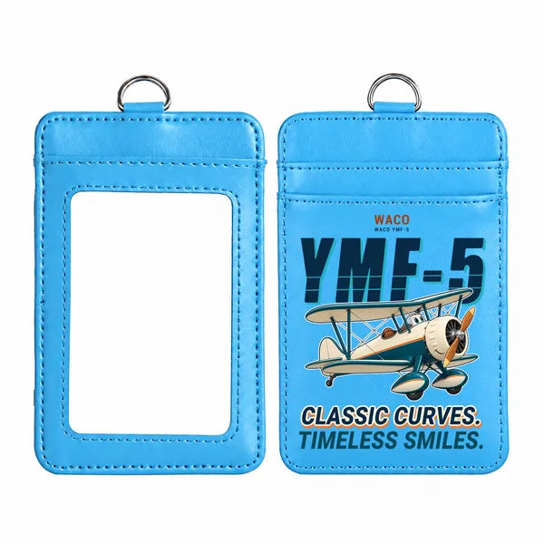 Waco YMF-5 - Cartoon - ID Card Holder - Blue