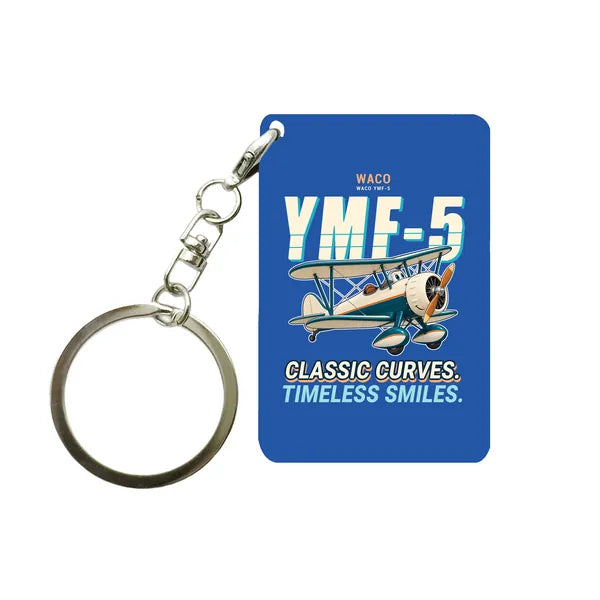 Waco YMF-5 - Cartoon - Key Chain - Blue