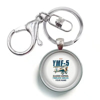 Thumbnail for Waco YMF-5 - Cartoon + Name - Circle Key Chain - White