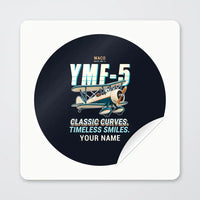Thumbnail for Waco YMF-5 - Cartoon + Name - Circle Sticker - Peel