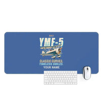 Thumbnail for Waco YMF-5 - Cartoon + Name - Desk Mat - Blue