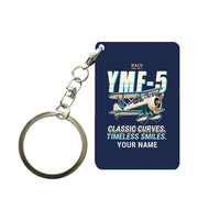Thumbnail for Waco YMF-5 - Cartoon + Name - Key Chain - Navy Blue
