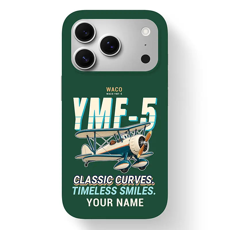 Waco YMF-5 - Cartoon + Name - MagSafe iPhone 17 Pro - Dark Green