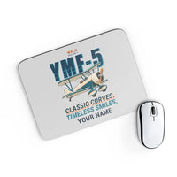 Thumbnail for Waco YMF-5 - Cartoon + Name - Mouse Pad - Light Gray