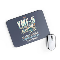 Thumbnail for Waco YMF-5 - Cartoon + Name - Mouse Pad - Navy Blue