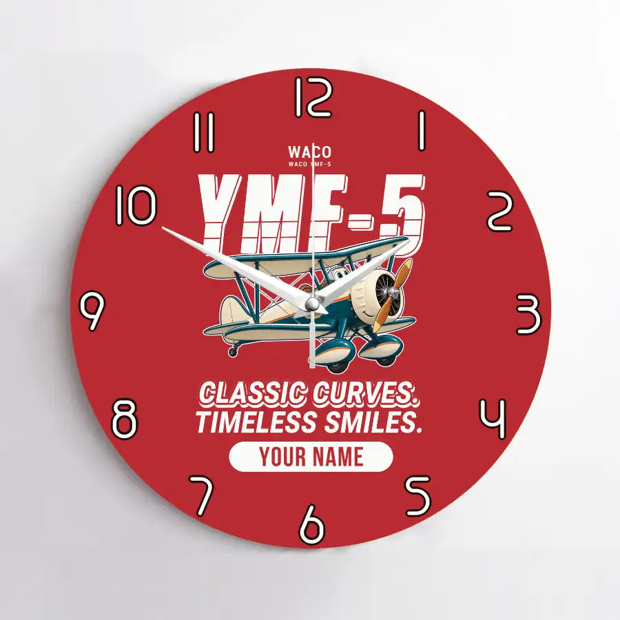 Waco YMF-5 - Cartoon + Name - No Frame - Red