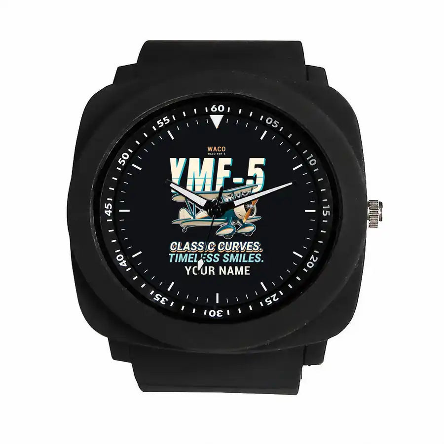 Waco YMF-5 - Cartoon + Name - Rubber Strap - Black