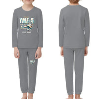 Thumbnail for Waco YMF-5 - Children Pajamas - Cartoon Chest + Name - Gray