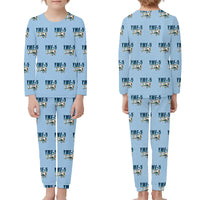 Thumbnail for Waco YMF-5 - Children Pajamas - Cartoon Pattern - Light Blue