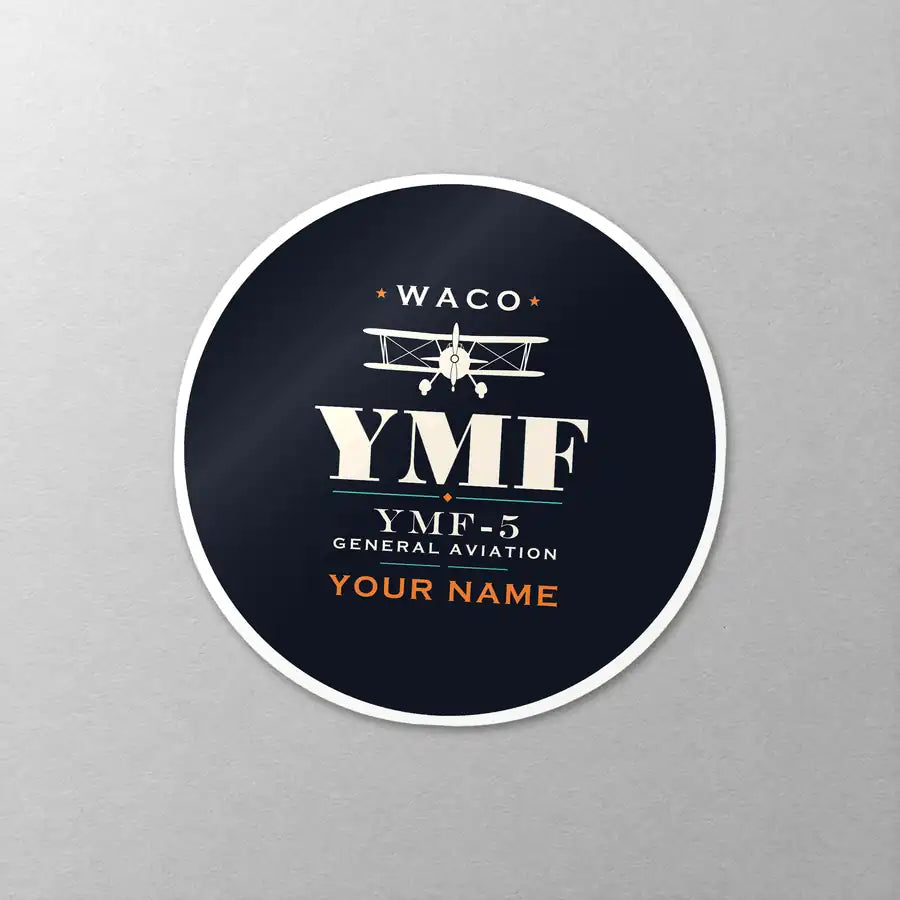 Waco YMF-5 - Heritage + Name - Circle Sticker - Close-up