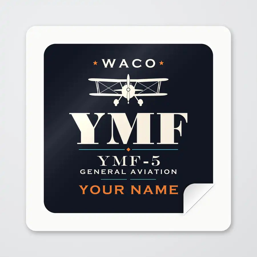 Waco YMF-5 - Heritage + Name - Square Sticker - Peel