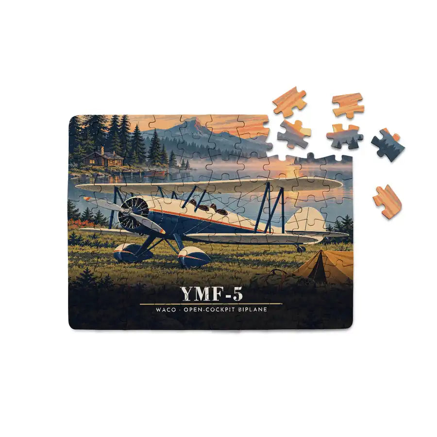 Waco YMF-5 - Horizontal + Text - Canvas Puzzle