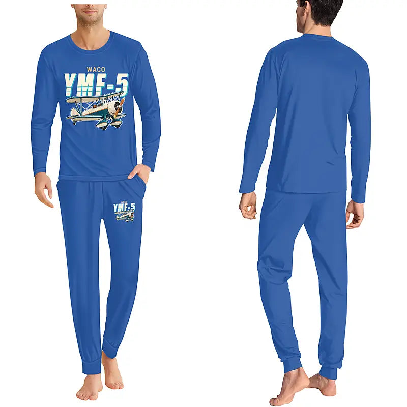 Waco YMF-5 - Men Pajamas - Cartoon Chest - Blue