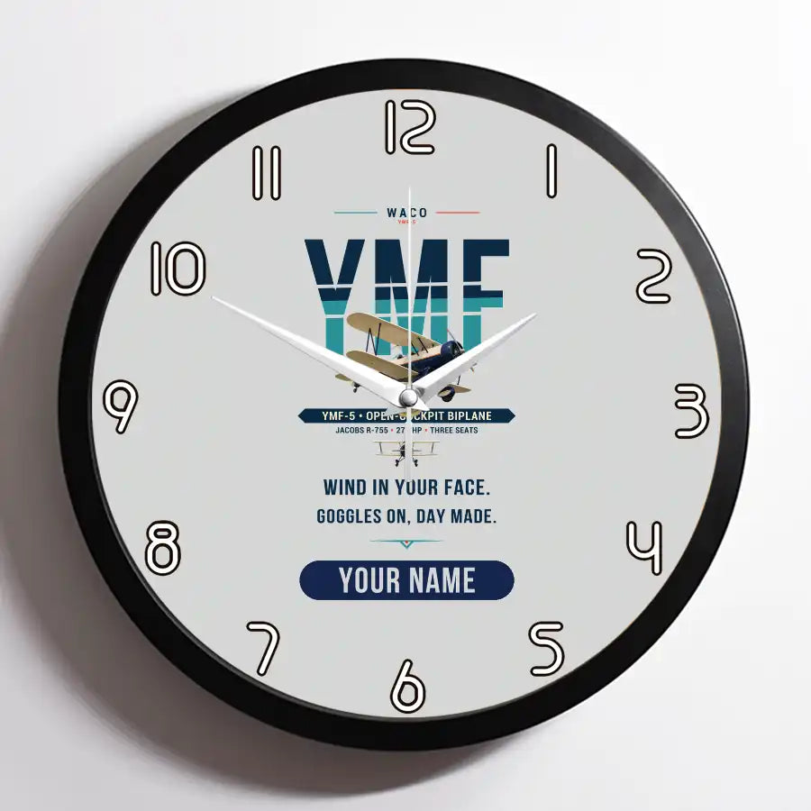 Waco YMF-5 - Original + Name - Framed - Light Gray