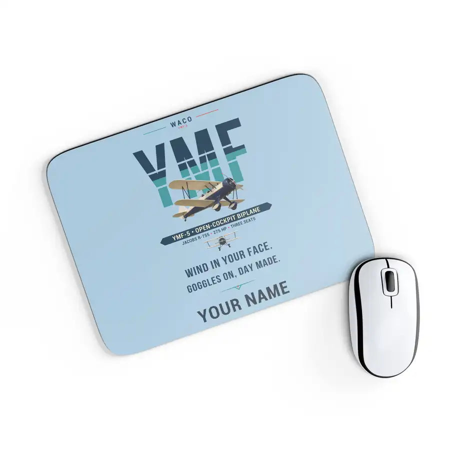 Waco YMF-5 - Original + Name - Mouse Pad - Light Blue