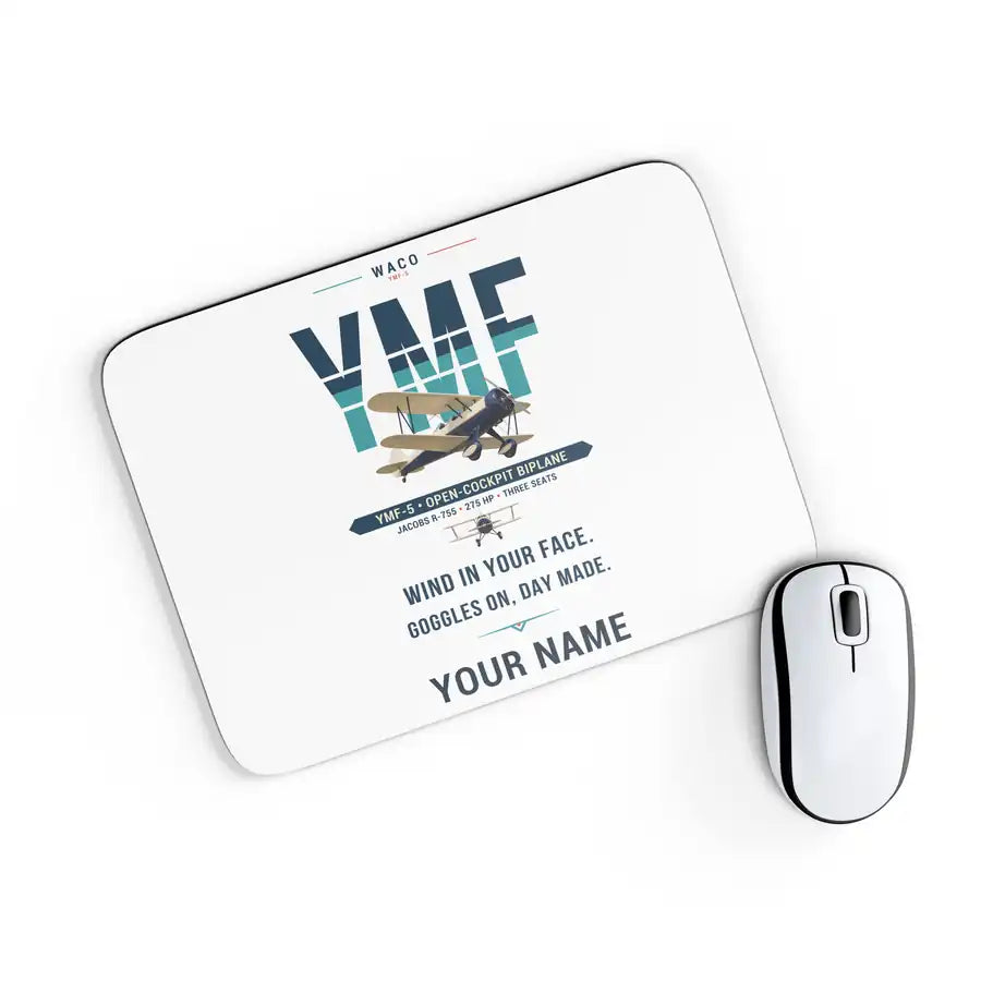Waco YMF-5 - Original + Name - Mouse Pad - White