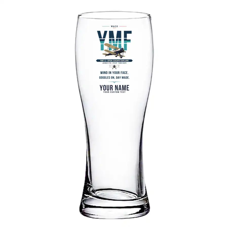 Waco YMF-5 - Original + Name - Pilsner Beer Glass