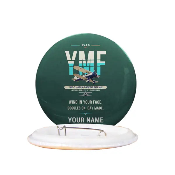 Waco YMF-5 - Original + Name - Pin - Dark Green